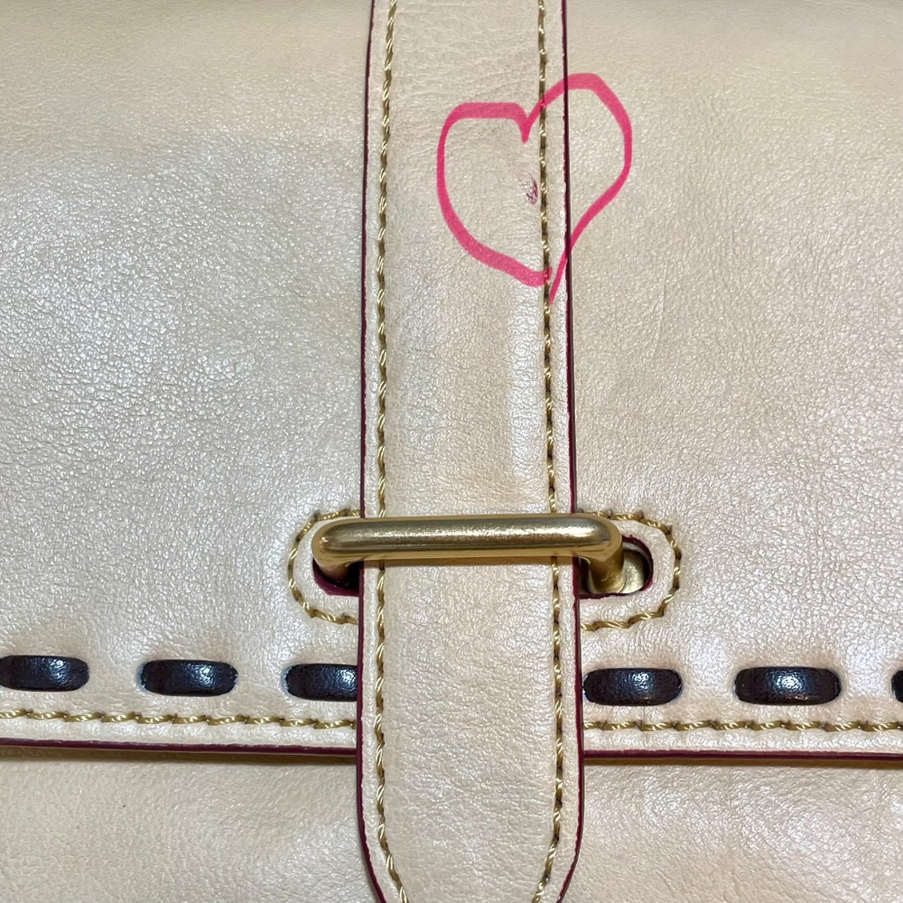 Vintage Dooney & Bourke Florentine Leather Cream Crossbody Binocular Purse - Picture 15 of 16